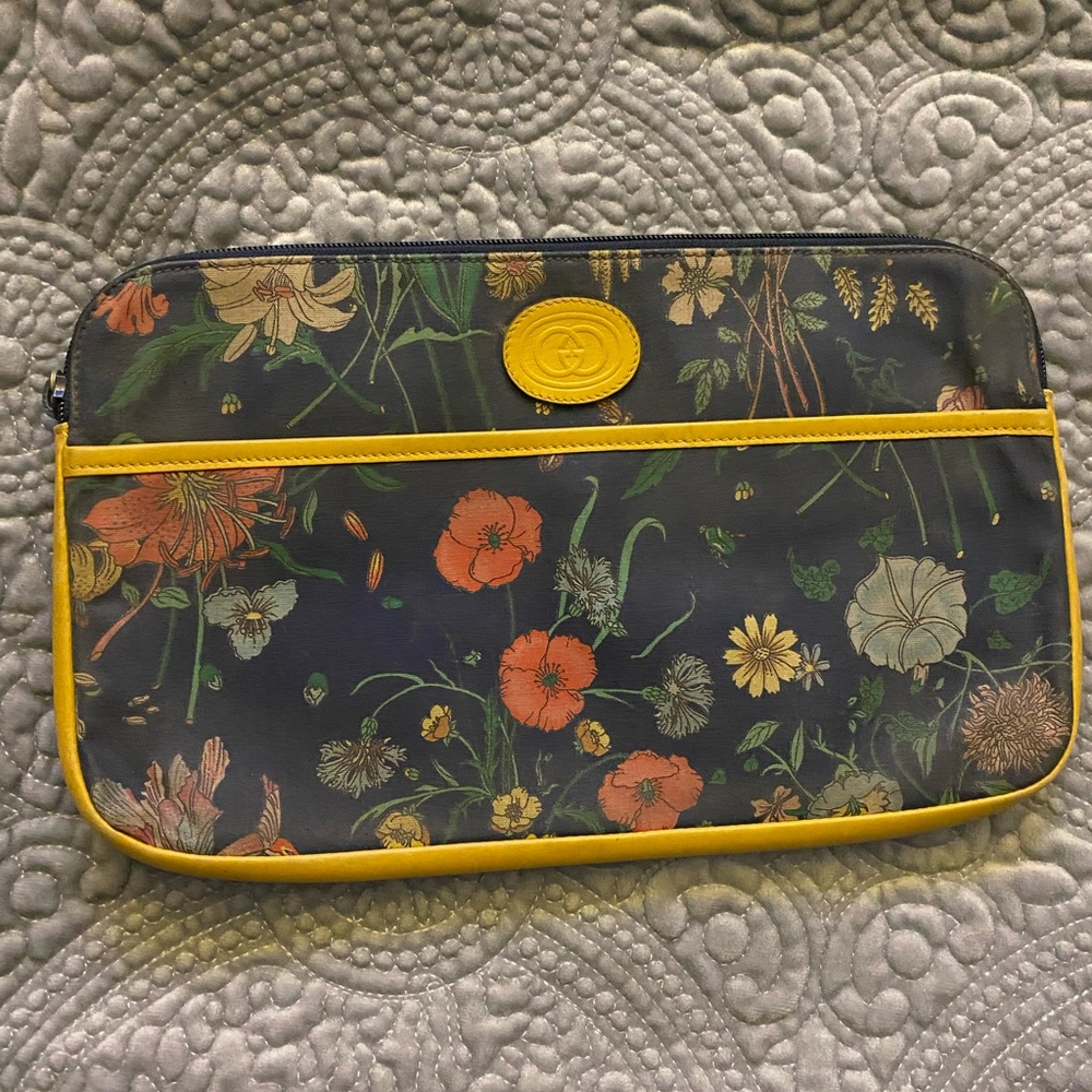 Gucci Black Floral Clutch